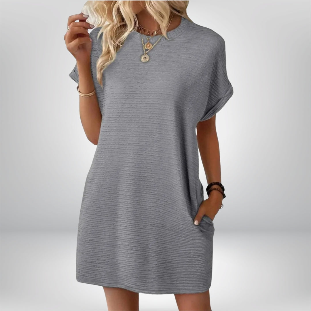 EVASHA – Casual Minimalist Round Neck Summer Dress