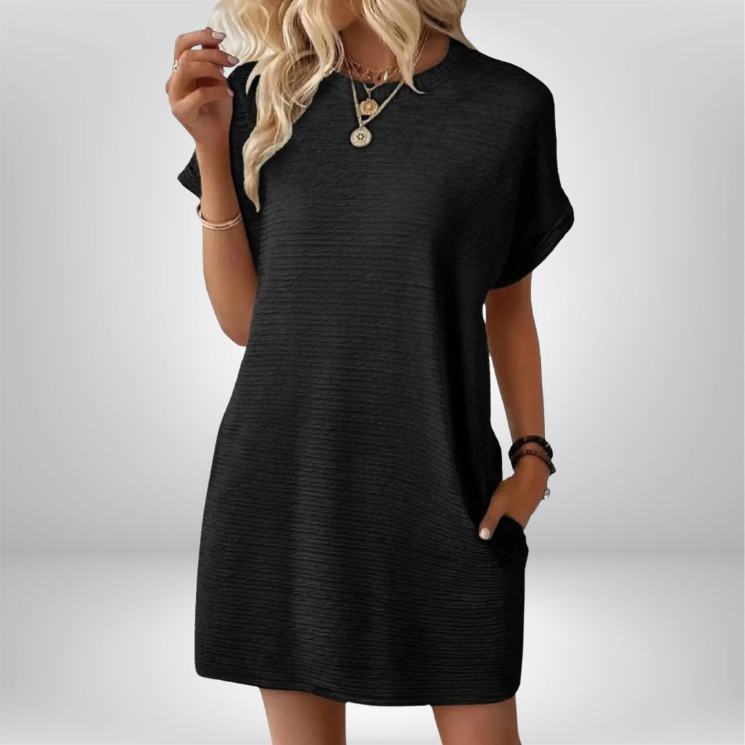 EVASHA – Casual Minimalist Round Neck Summer Dress